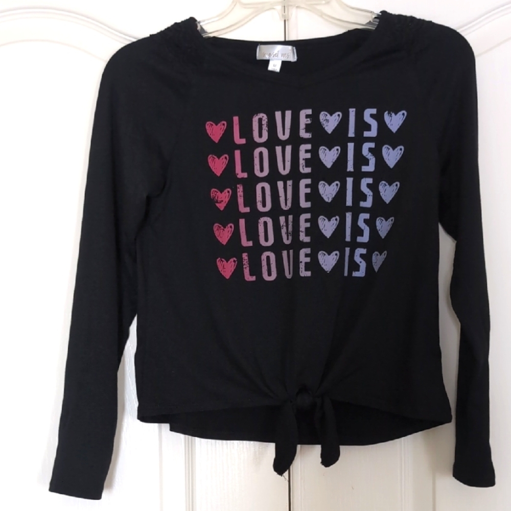 Sunset West Big Girl Black Long Sleeve 'Love Is' Top (8-10 Years)